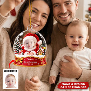 Custom Baby Photo Winter Village Keepsake - Baby First Christmas Gift For Grandparents