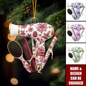 Custom Name Hairstylist Christmas Acrylic Ornament - Hairdresser Gift