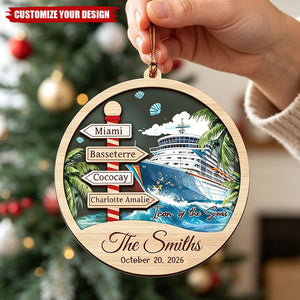 Personalized Cruise Ornament , Custom Location Cruise Ship Gift, Family Christmas Ornament