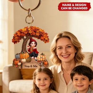 Fall Season Tree Grandma's Little Pumpkins, Personalized Acrylic Keychain