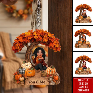 Fall Season Tree Grandma's Little Pumpkins, Personalized Acrylic Keychain