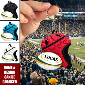 Rugby Christmas Keychain, Custom Rugby Keychain, Rugby Lover Gift, Christmas Gift