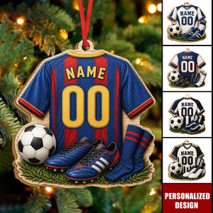 Personalized Soccer Wood Ornament, Goal Scorer Gift, Youth League, Soccer Cleats, Winter Match, Team Jersey, Christmas Goal, Tree Keepsake