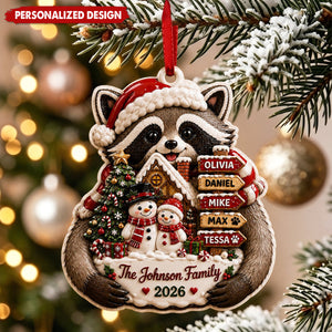Personalized Jimothy Raccoon Family Christmas Ornament
