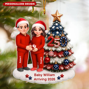 Parents Christmas Pregnancy Baby Arriving - Personalized Acrylic Ornament