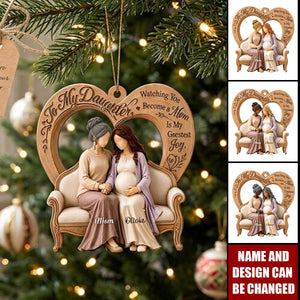 Pregnancy Expecting Mom To My Daughter - Personalized Wooden Ornament