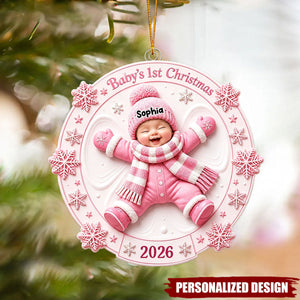 Baby First Christmas Snow Angel - Personalized Acrylic Ornament