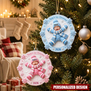 Baby First Christmas Snow Angel - Personalized Acrylic Ornament