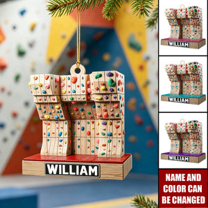 Personalized Rock Climbing Acrylic Christmas Ornament, Gift For Rock Climber