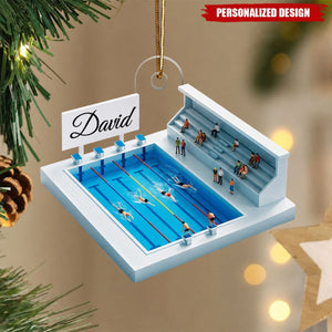 Personalized Swimmer Christmas Ornament, Acrylic Swimming Pool Ornament