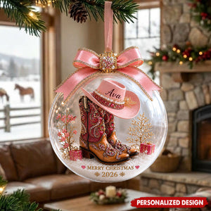 Personalized Cowgirl Boots Ornament, Custom Acrylic Keepsake