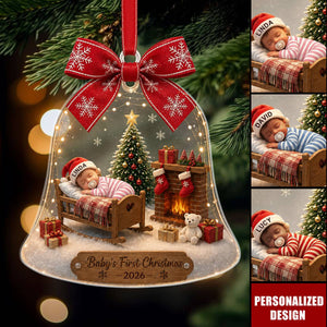 Personalized Acrylic Ornament, Baby's First Christmas Bell Gift