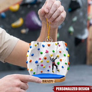Personalized Indoor Rock Climber Ornament, Climbing Workout Christmas Ornaments