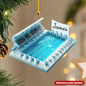 Swimming Pool Ornament, Custom Name Acrylic Ornament