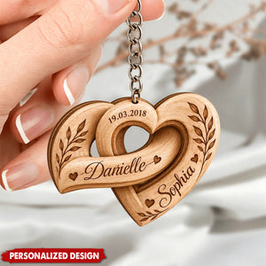 Personalized Heart-Shaped Acrylic Keychains for Couples, Custom Name Keychains