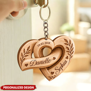 Personalized Heart-Shaped Acrylic Keychains for Couples, Custom Name Keychains