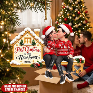 First Christmas In Our New Home Couple Kissing - Personalized Acrylic Ornament
