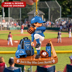 Just A Boy Who Loves Baseball, Personalized Baseball Ornament