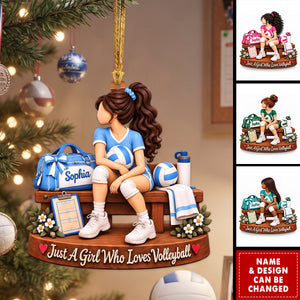 Personalized Volleyball Girl Ornament, Custom Name Christmas Tree Decor
