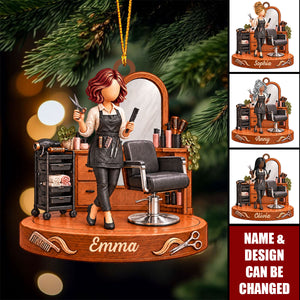Personalized Hairstylist Ornament, Custom Name Hairdresser Christmas Ornament