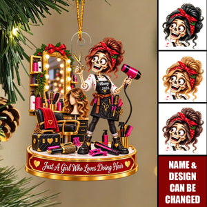 Personalized Skeleton Hairstylist Ornament: Custom Hairdresser Apron