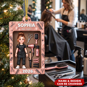 Personalized Hair Stylist Ornament, Custom Name Hairdresser Christmas Gift For Her
