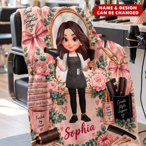 Beautiful Hairdresser - Personalized Fleece Blanket Christmas Gift For Girl