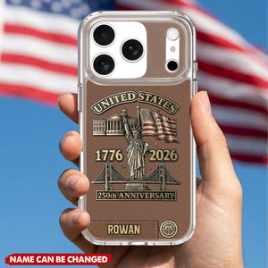United States 250th Anniversary, Personalized Clear Phone Case, Gift For Patriots