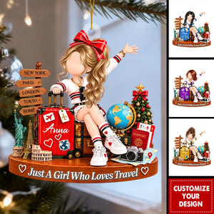 Just A Girl Who Loves Travel - Personalized Travel Lover Ornament