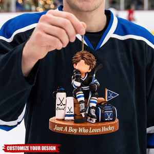 Personalized Hockey Boy Ornament - Custom Hockey Player Gift