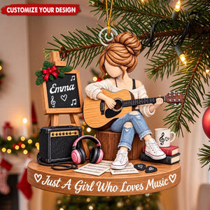 Personalized Guitar Christmas Ornament - Custom Name Music Lover Gift