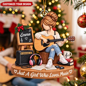 Personalized Guitar Christmas Ornament - Custom Name Music Lover Gift
