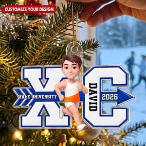 Personalized Cross Country For Boy Girl Ornament - Custom Gift For Runner Grandkids