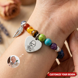 Custom Photo Rainbow Bridge Bracelet - Personalized Memorial Sympathy Gifts For Loss Of Mom, Dad - Loved Remembered Missed