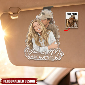 Custom Faceless Portrait Anniversary Gifts For Him, Her - Personalized Car Visor Clip