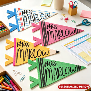 Teacher Custom Name Classroom Decor - Personalized Pennant