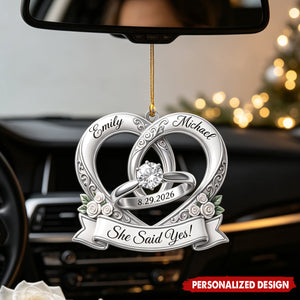 First Christmas Engaged Ornament, Personalized Engagement Gift for Couples, Custom Proposal Christmas Tree Decoration