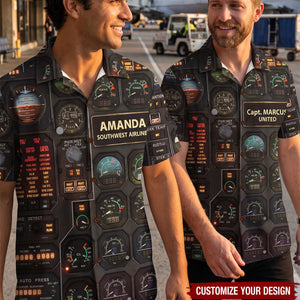 Pilot Seaplane Control Panel Hawaiian Shirt - Custom Name & Number