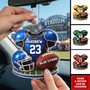 Custom America Football Acrylic Car Ornament - Personalized Birthday Gifts For America Football Lovers, Sports Fans, Sports Lovers - Game Day All Day