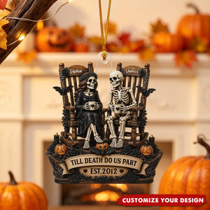 Till Death Do Us Part Skeleton Couple Personalized Acrylic Ornament - Halloween Decor For Couple