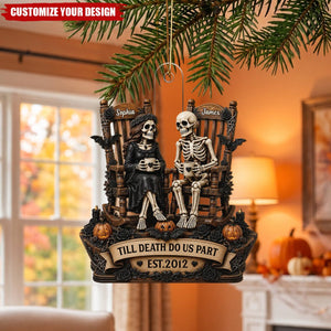 Till Death Do Us Part Skeleton Couple Personalized Acrylic Ornament - Halloween Decor For Couple