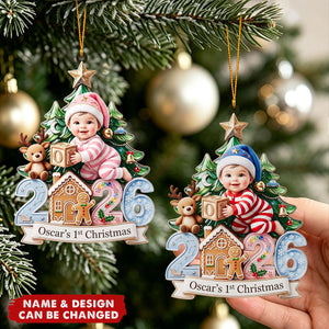 Baby Boy First Christmas Ornament, 2026 Newborn Keepsake, Personalized Baby Gift