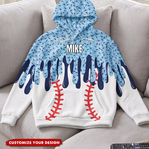 Icecream Drip Design For Baseball, Softball, Soccer, Football, Basketball, Hockey Lover - Personalized Hoodie