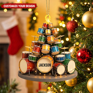 Custom Drum Ornament, Personalized Drum Xmas Ornament, Xmas Gifts For Drummer