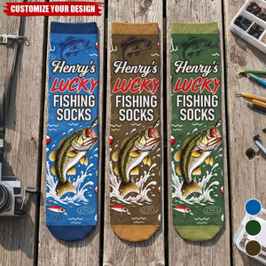 Custom Crew Socks - Personalized Birthday Fishing Gifts For Fisherman - Just Keep Reeling