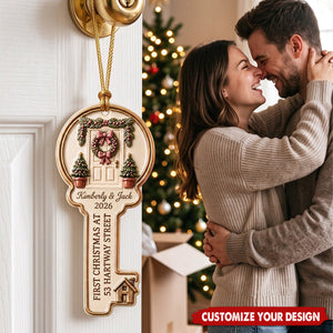 Personalized First Christmas In New Home Key Ornament - Custom Keepsake for Couples, Housewarming