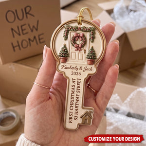 Personalized First Christmas In New Home Key Ornament - Custom Keepsake for Couples, Housewarming