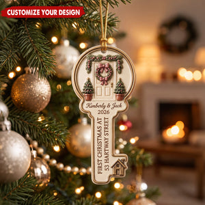 Personalized First Christmas In New Home Key Ornament - Custom Keepsake for Couples, Housewarming