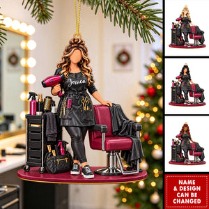 Personalized Hair Stylist Christmas Ornament, Custom Name Hairdresser Gift