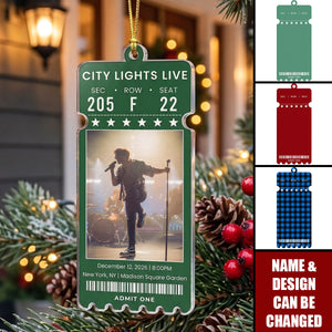 Custom Concert Ticket With Photo Music Event For Fans, Music Lovers - Personalized Ornament